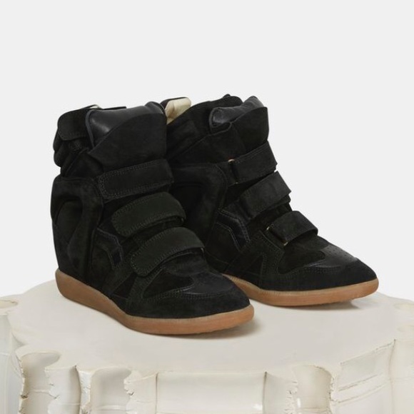 Isabel Marant Shoes - Isabel Marant Black Bekett Suede Wedge Sneakers